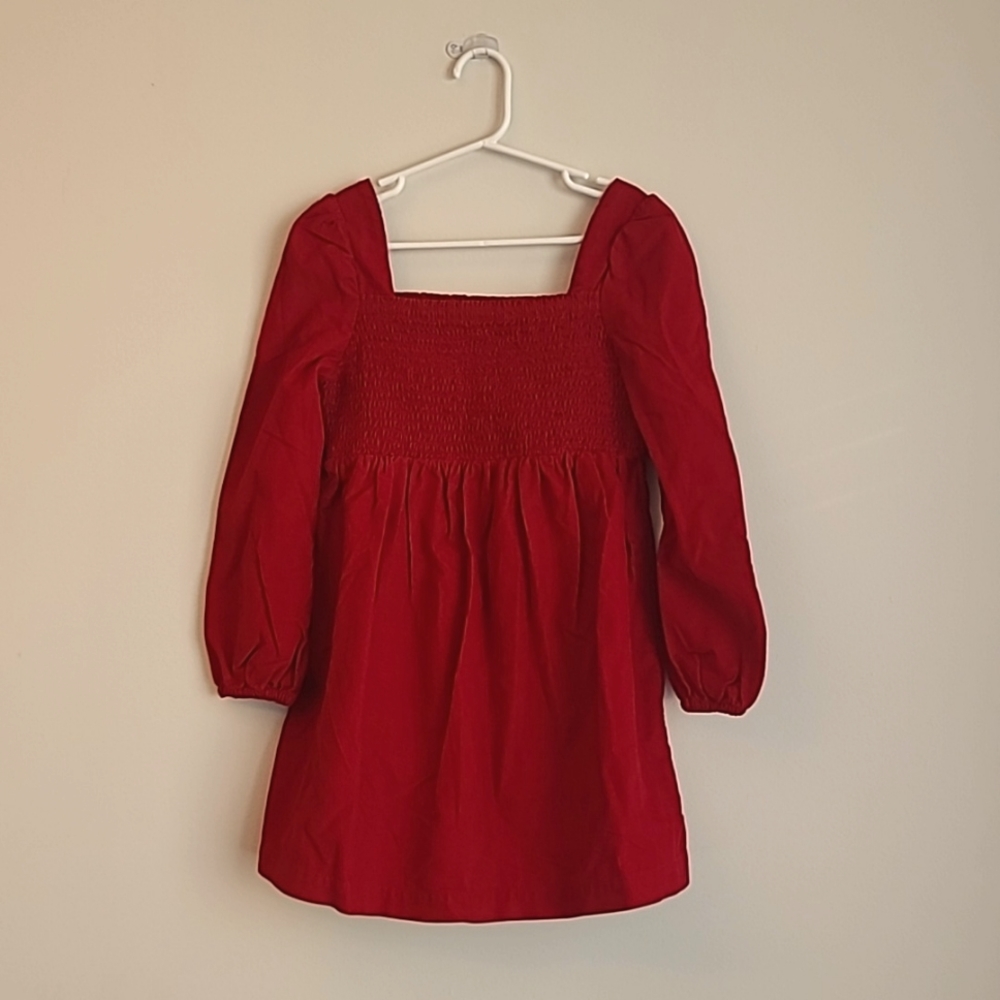 Gap Kids red smocked holiday dress. Fine wale corduroy,